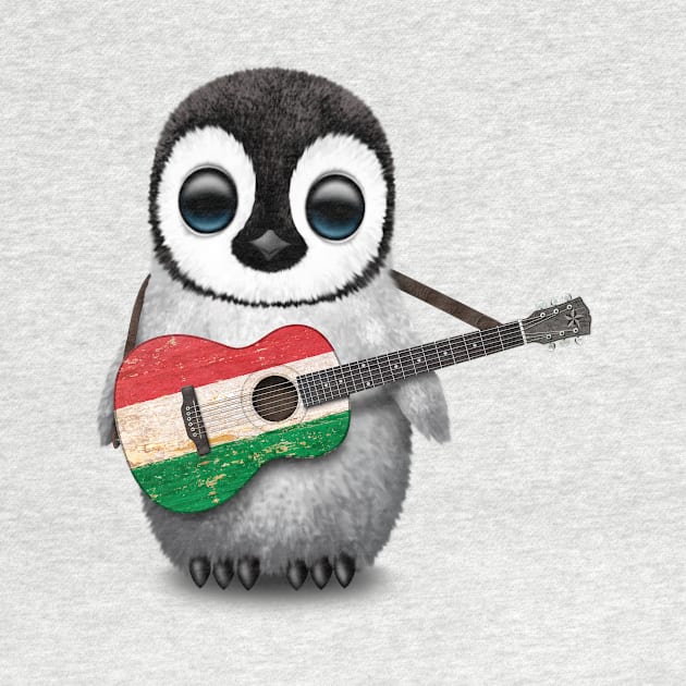 Baby Penguin Playing Hungarian Flag Guitar by jeffbartels